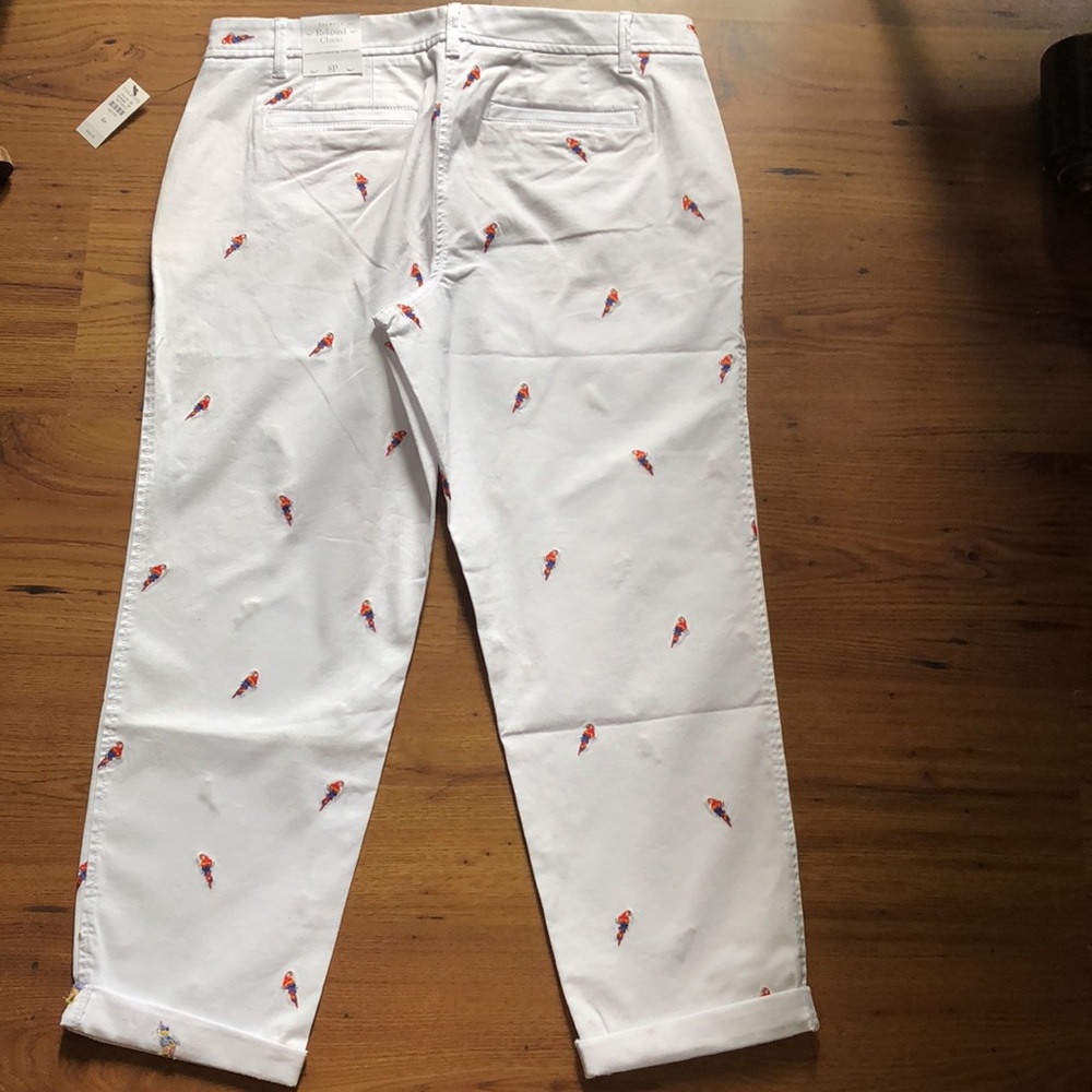NWT Talbots parrot embroidered relaxed chino ankle length cuffed pants Size 8P - Picture 8 of 10